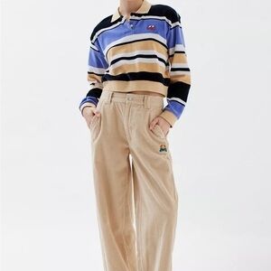 NEW OBEY Curious Eyes Polo Top in Blue Stripe SMALL